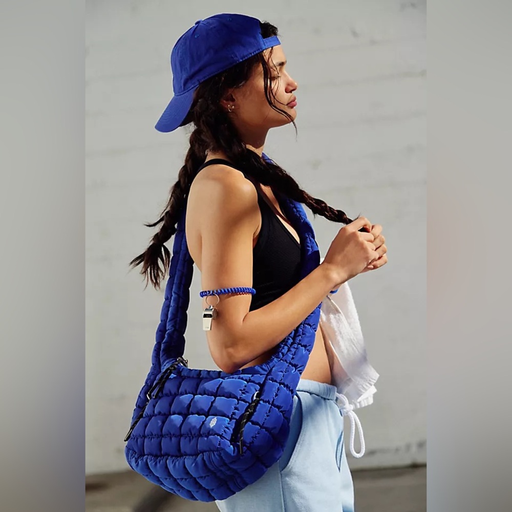 FP Movement by Free People Blue Quilted Shoulder Bag- mini carryall